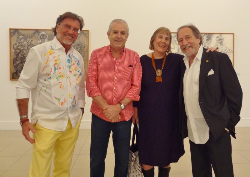 Edson Machado, Paulo Amaral, Zoravia Bettiol e Juarez Machado na abertura de sua mostra