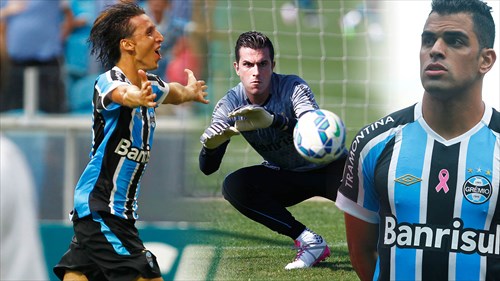 Foto montagem com Geromel, Grohe e Maicon