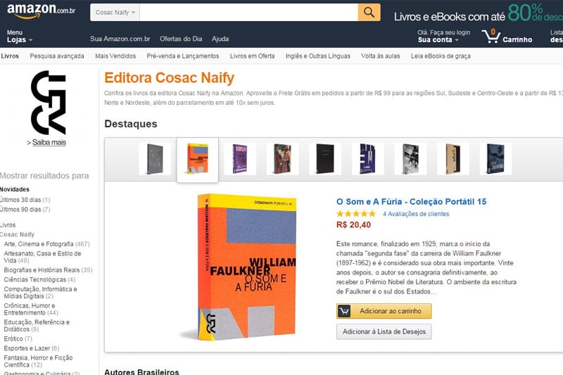 Amazon passa a vender com exclusividade todos os livros disponíveis no estoque da Cosac Naify