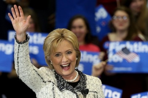  COLUMBIA, SC - FEBRUARY 27: Democratic presidential candidate, former Secretary of State Hillary Clinton thanks supporters after delivering a victory speech at an event on February 27, 2016 in Columbia, South Carolina. Clinton defeated rival Democratic presidential candidate Sen. Bernie Sanders (D-VT) in the Democratic South Carolina primary.   Win McNamee/Getty Images/AFP  