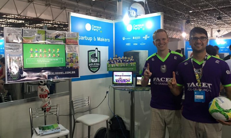 Eugen Braun e Samuel Toaldo, da Goleiro de Aluguel: expectativa &eacute; chegar a mil jogos por m&ecirc;s Foto: ARQUIVO PESSOAL/DIVULGA&Ccedil;&Atilde;O/JC