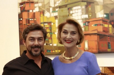 O pintor Marcelo Hübner com a escultora Cláudia H. Stern