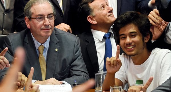 Na foto,  Kataguiri ao lado de Cunha. Segundo ele, relação com presidente da Câmara era apenas institucional