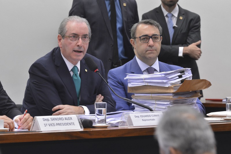 O presidente afastado da Câmara, Eduardo Cunha, faz sua defesa no Conselho de Ética da Casa 