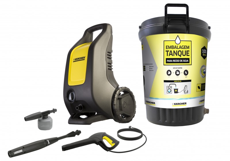 Kärcher desenvolveu um sistema de reciclagem que permite a recuperação de até 90% da água consumida em lavadoras de alta pressão