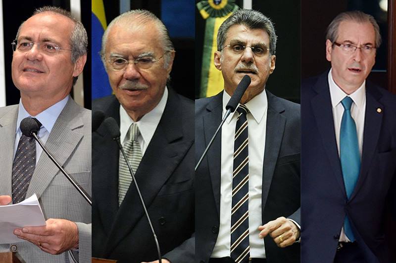Renan, Sarney, Jucá e Cunha são suspeitos obstruírem as investigações
