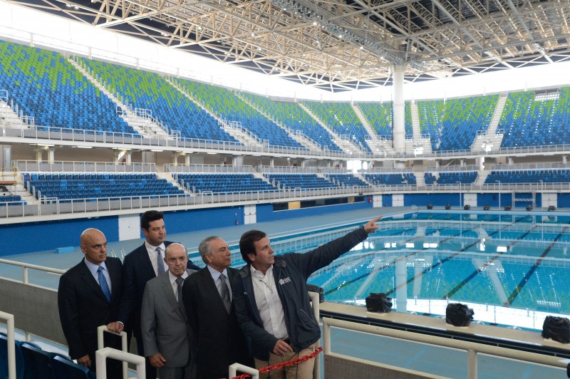 O presidente interino Michel Temer e ministros do governo visitam o Parque Olímpico Rio 2016