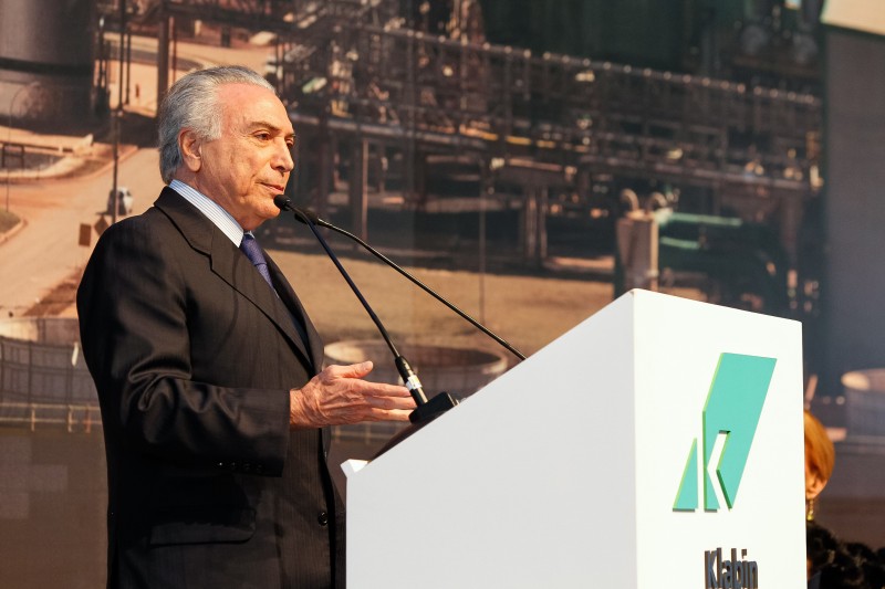  Presidente em Exercício Michel Temer durante inauguração da nova fábrica de celulose da Klabin. foto Beto Barata PR  