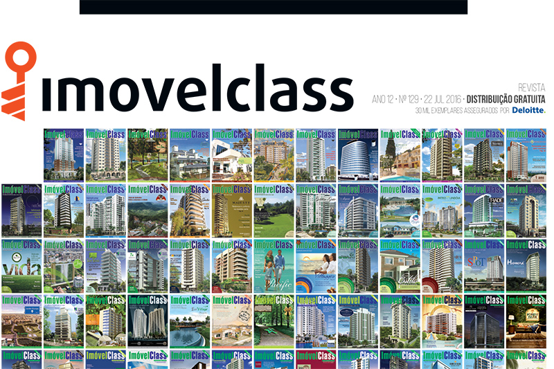 Capa da edição 129 da ImovelClass destaca capas antigas da revista