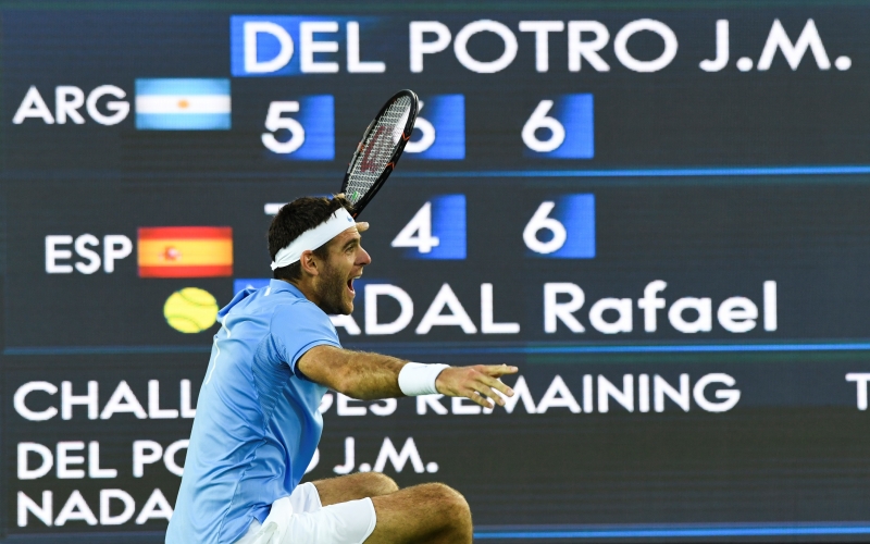 Del Potro comemora a vitória contra o 5º melhor tenista do mundo e a classificação para a final