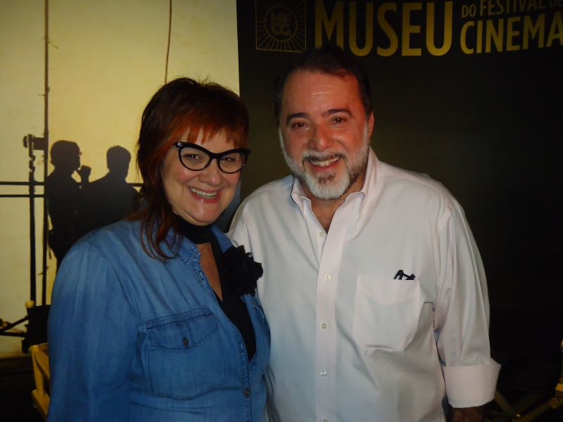 Vera Carneiro e Tony Ramos, no Museu do Cinema, onde ele recebeu o Troféu Cidade de Gramado

