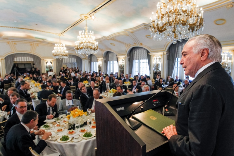 Presidente Michel Temer durante almoço ampliado com Empresário e Investidores, promovido pelo Conselho das Américas