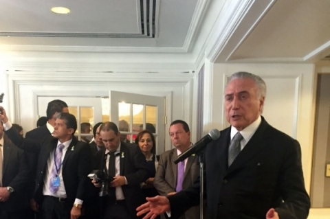 Presidente Michel Temer em conferência com investidores em Nova Iorque