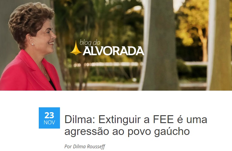 Reprodução da capa do blog de Dilma sobre extinção da fundação