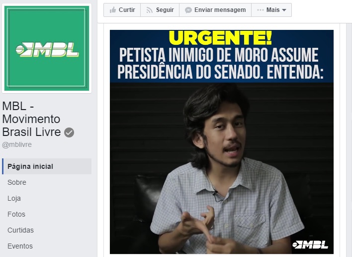 Kataguiri, em post do MBL no Facebook, diz que Jorge Viana (PT) é inimigo de Moro