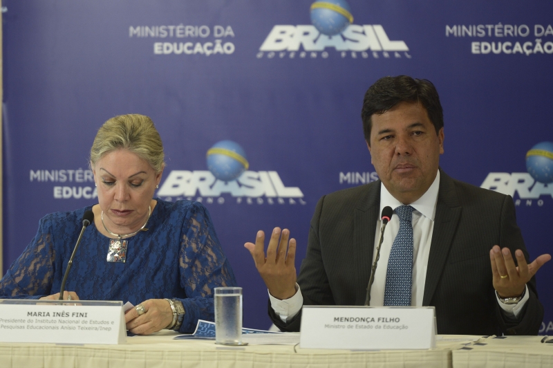Presidente do Inep, Maria Inês Fini, e ministro da Educação, Mendonça Filho, falaram à imprensa sobre o Enem