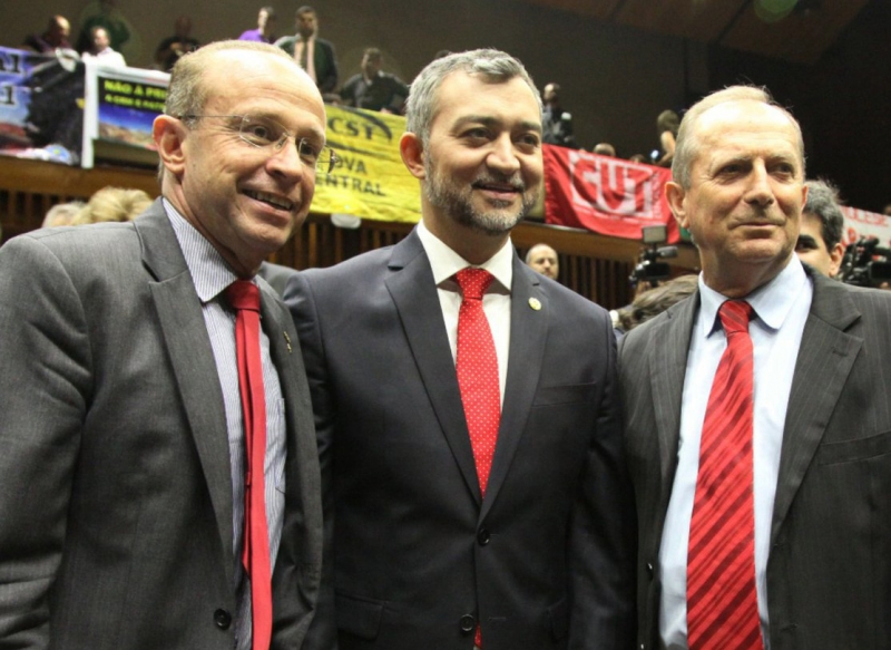 Deputados do PT Adão Villaverde, Edegar Pretto e Ivar Pavan