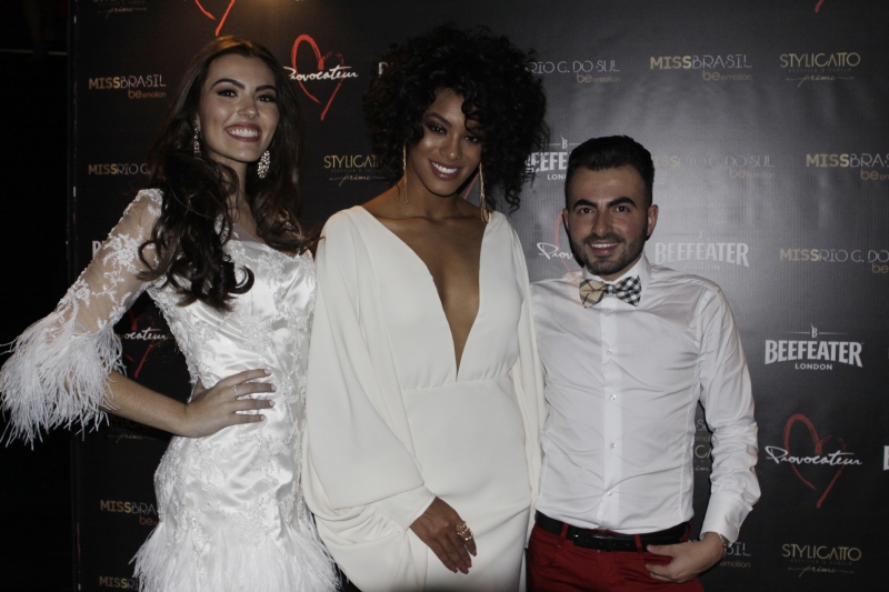 Vitória Bisognin com Raissa Santana, 
Miss Brasil 2016, e Paulo Linhares