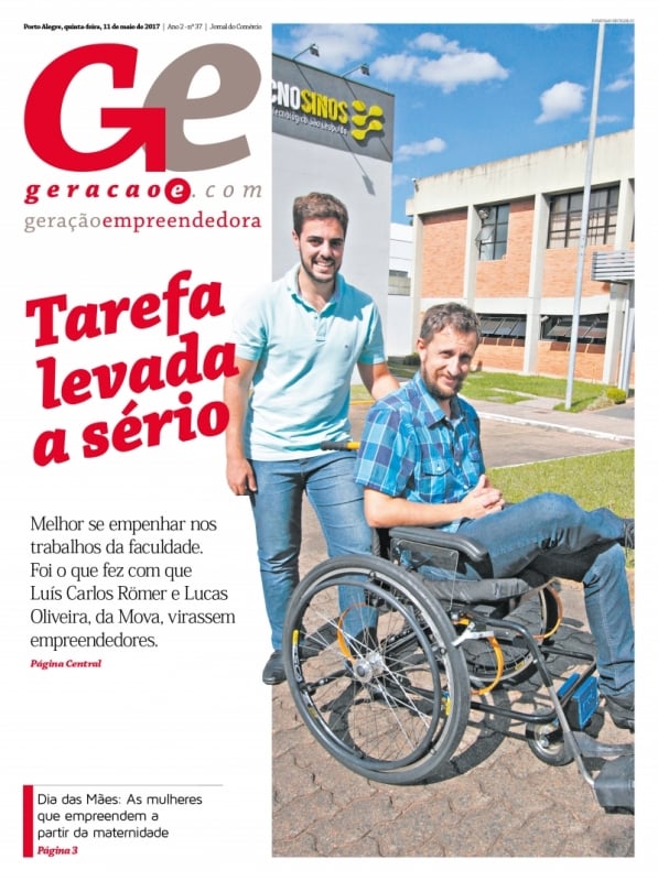 A partir do TCC, estes meninos criaram empresa que adapta cadeiras de rodas de forma personalizada Foto: REPRODUÇÃO/JC