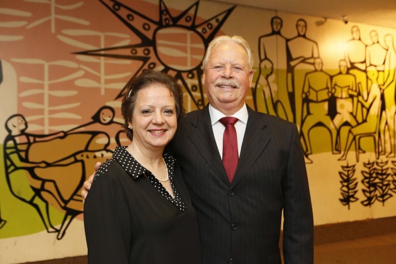 Inês Bins Ely Boff e Luiz Carlos Coutinho Boff na comemoração dos 70 anos dele, na Sogipa
 

