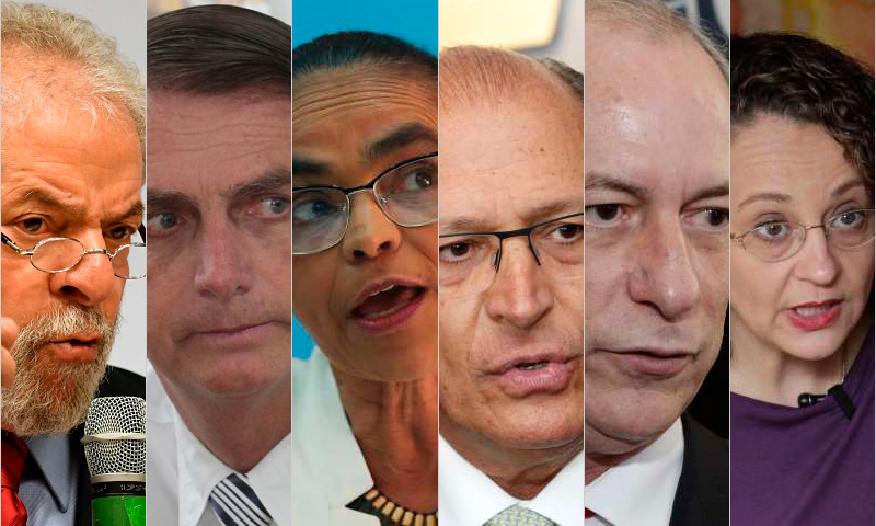 Lula está na frente, seguido por Bolsonaro, Marina, Alckmin, Ciro e Luciana em disputa de 1º turno