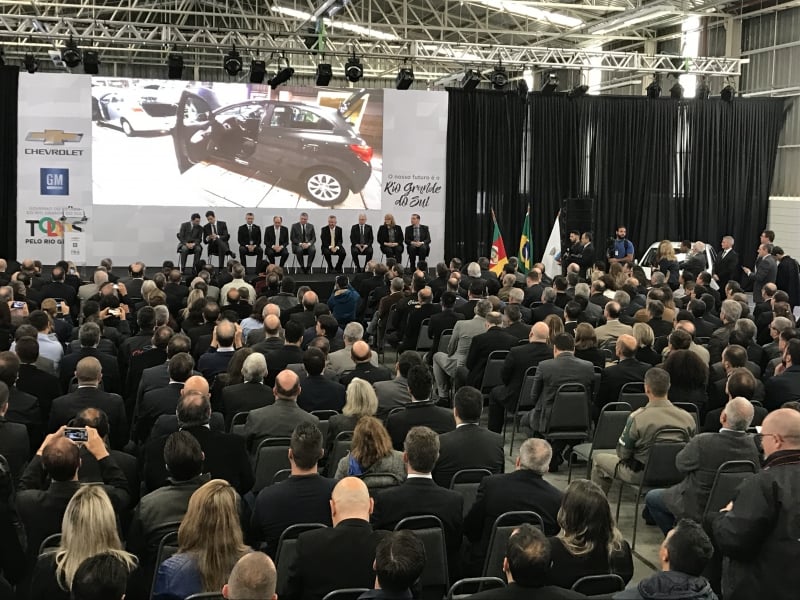 A GM montou um grande palco para anunciar o terceiro investimento no município gaúcho