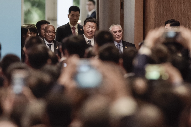 O presidente Michel Temer acompanhou o pronunciamento do líder chinês