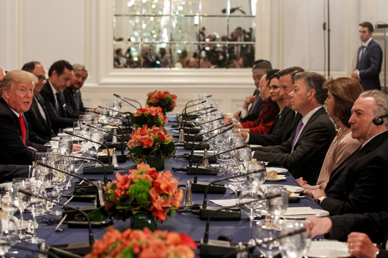 Presidentes dos EUA, do Brasil e da Colômbia participaram de jantar