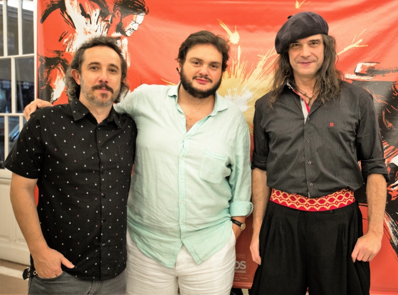 Rene Goya Filho, Yamandu Costa e Renato Borghetti no lançamento do documentário musical Borghetti Yamandu