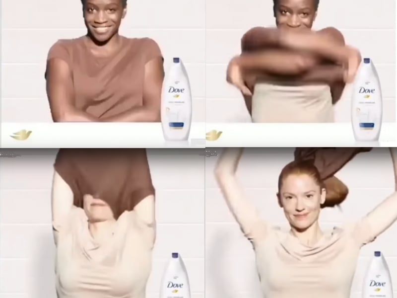 No anúncio, mulher negra tira a camiseta para ficar branca