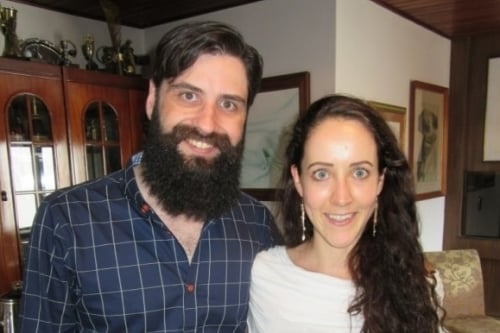 Luiz Fernando Silveira e Wendy Van Der Neut em almoço festivo na residência de Dalva e Luiz Carlos Silveira