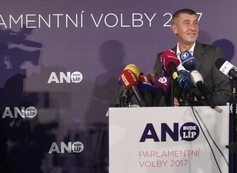 Andrej Babis durante o discurso do ANO em Praga