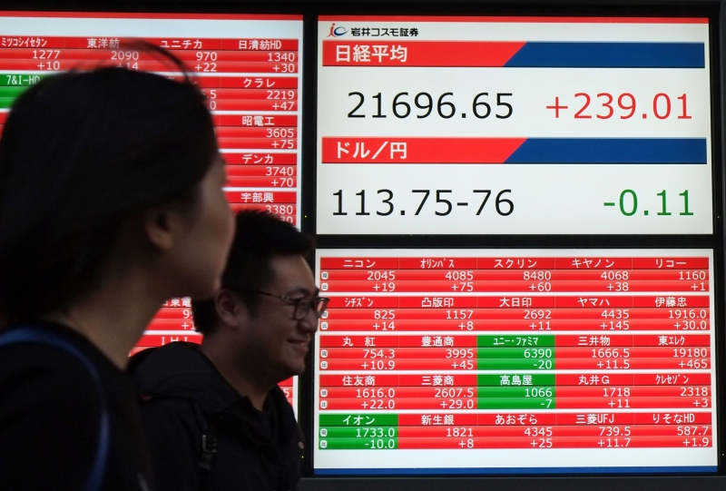 O índice Nikkei teve alta de 1,02%, a 21.822,04 pontos