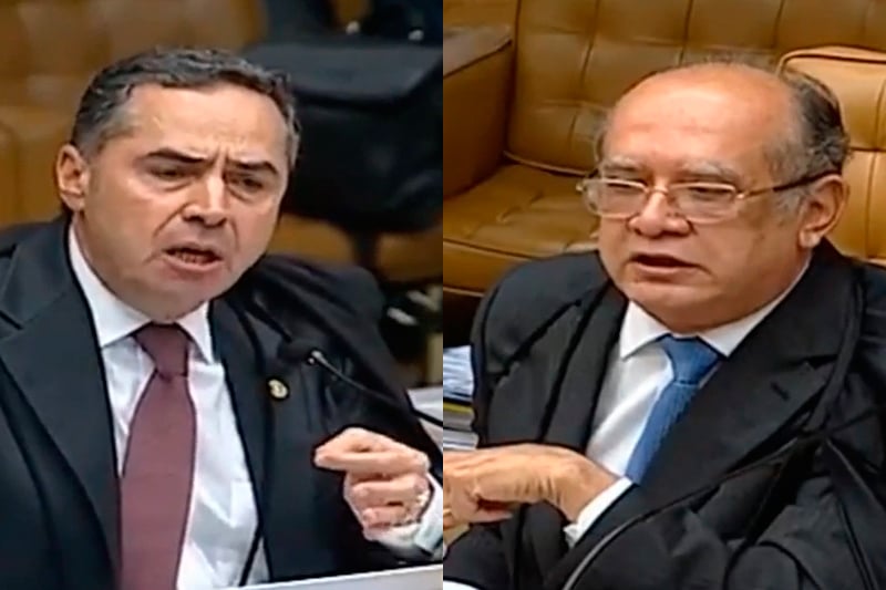 Discussão entre ministros Barroso (esquerda) e Gilmar Mendes eleva tensão no STF