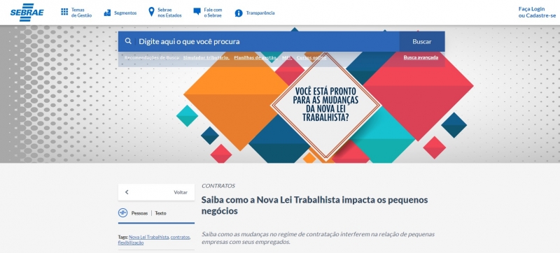 Site tira d&uacute;vidas dos empreendedores Foto: Sebrae/Reprodu&ccedil;&atilde;o/JC