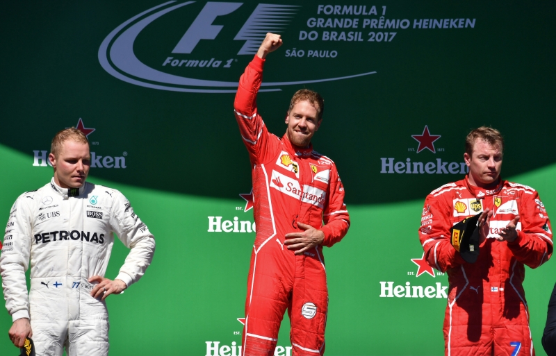 Com o resultado, Vettel (c) se torna o quarto piloto com mais vitórias no Brasil