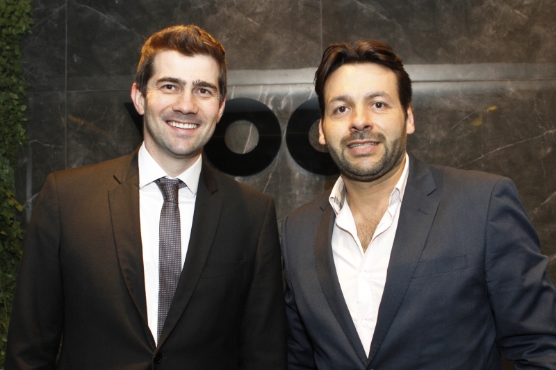 Diogo Sulder e Marcelo Galvão Bueno no coquetel da Tarsso Bueno Imóveis no Yoo Moinhos