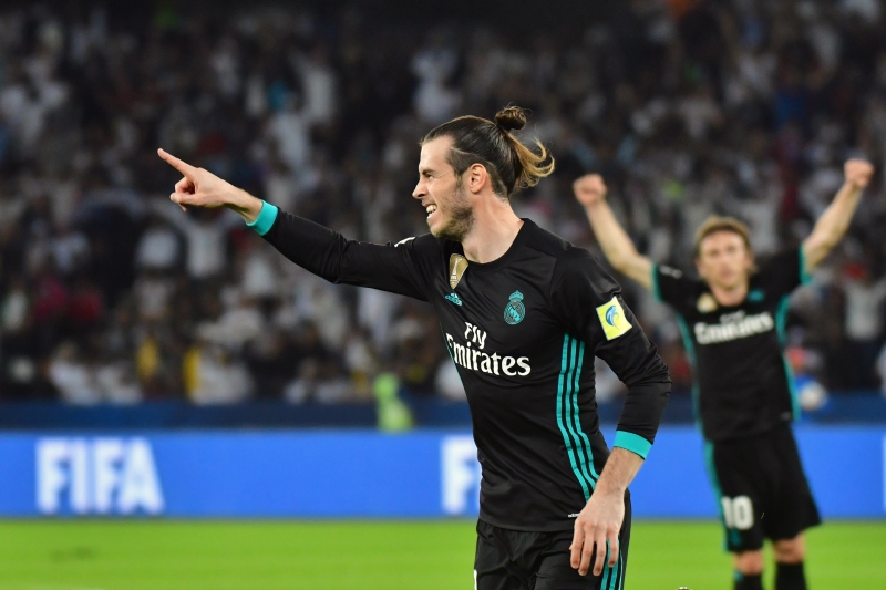 O galês Gareth Bale comemora o tento que deu a vaga à final do Mundial de Clubes