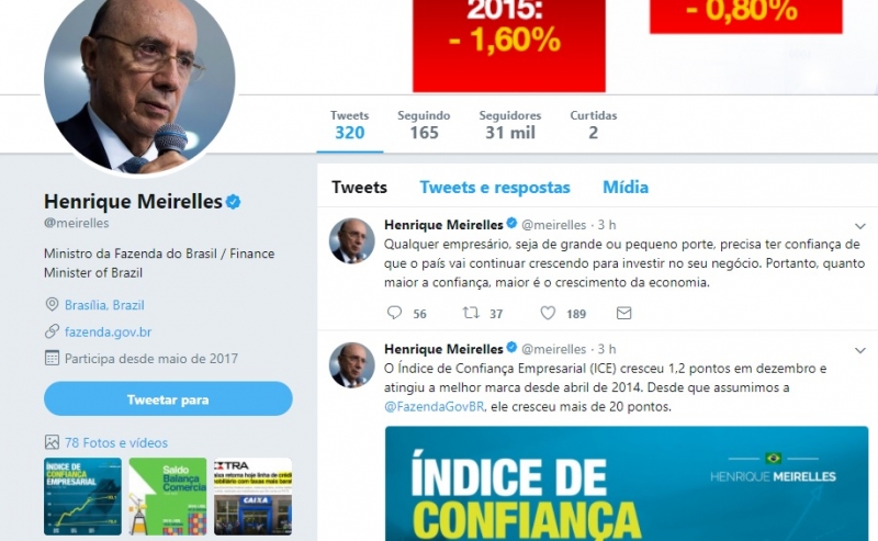 Henrique Meirelles exaltou a evolução do índice de confiança empresarial