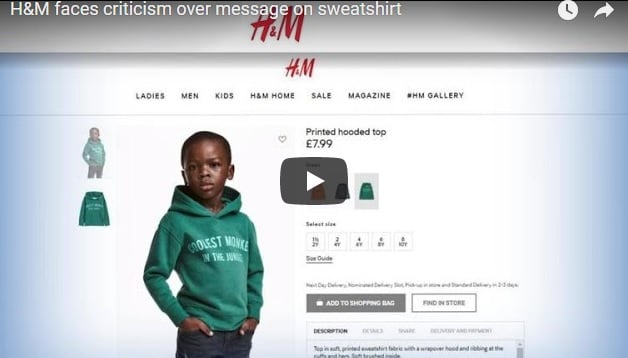 Varejista H&M retira propaganda após acusações de racismo