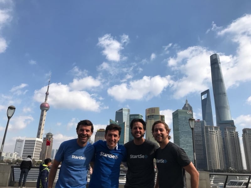 Marcelo Maisonnave, Ricardo Geromel, Pedro Englert e Eduardo Glitz pisam na China