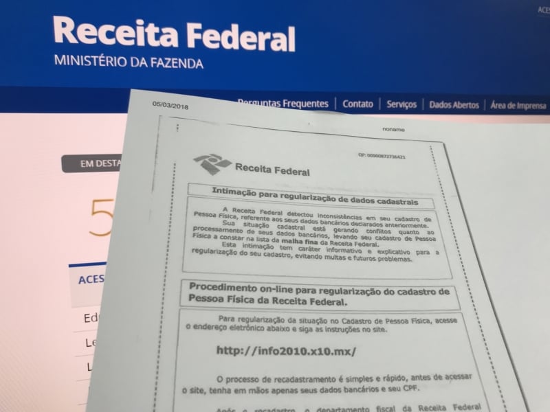 Na correspondência divulgada pela RF, há endereço eletrônico para acesso e atualização dos dados