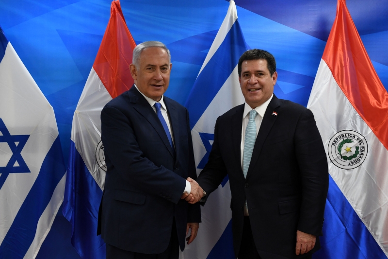 O primeiro-ministro Netanyahu e o presidente do Paraguai Cartes participaram da cerimônia