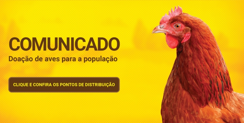 Empresa anuncia distribuição de galinhas no site indicando que doará 20 unidades por pessoa