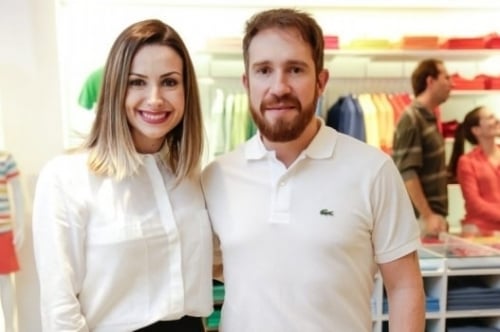Larissa França e Luciano Dossin no lançamento da Lacoste