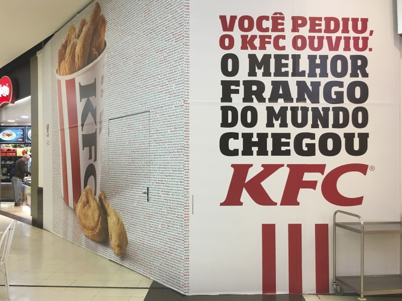 Rede de fast food KFC, que vende frango frito, é uma das novidades