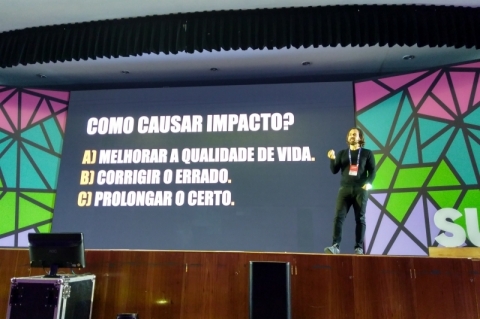 Maur&iacute;cio Benvenutti, da Startse, durante a Gramado Summit 2018