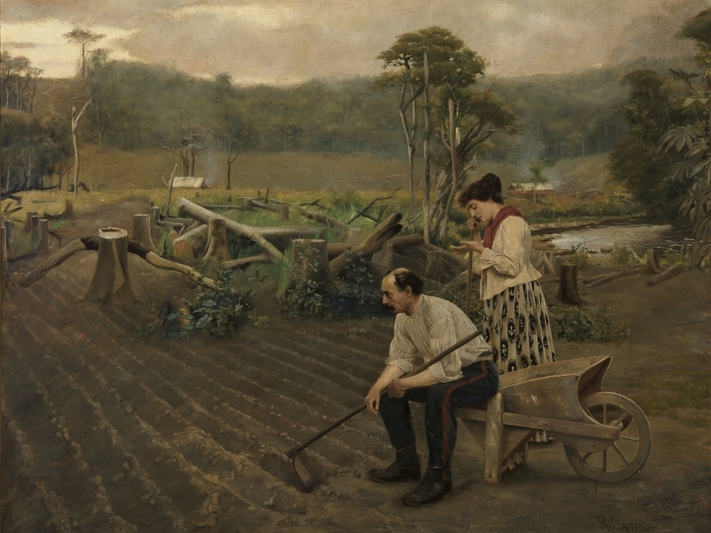 Tela de Pedro Weingärtner retrata cena rural na mostra Paisagem e Memória