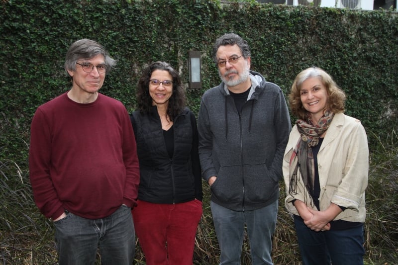 Sócios da Casa de Cinema de Porto Alegre, em foto de 2018: Giba Assis Brasil (esq), Nora Goulart,  Jorge Furtado e  Ana Luiza Azevedo