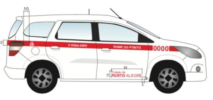 Táxis comuns terão cor branca, com faixa vermelha na lateral, já valerão para novos veículos